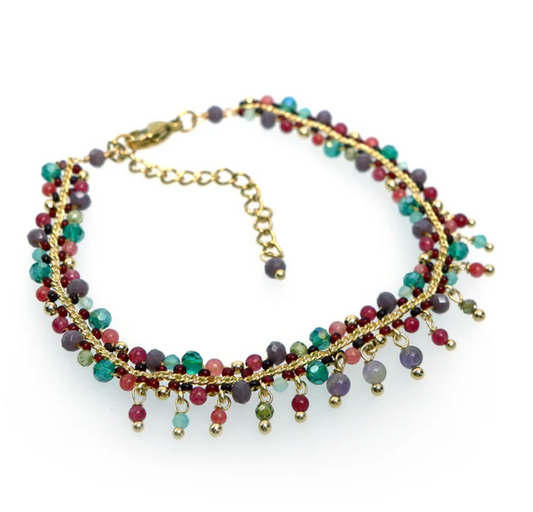 Handcrafted Gemstone Bracelet with 18K Gold Plating by AnnaBella Moore