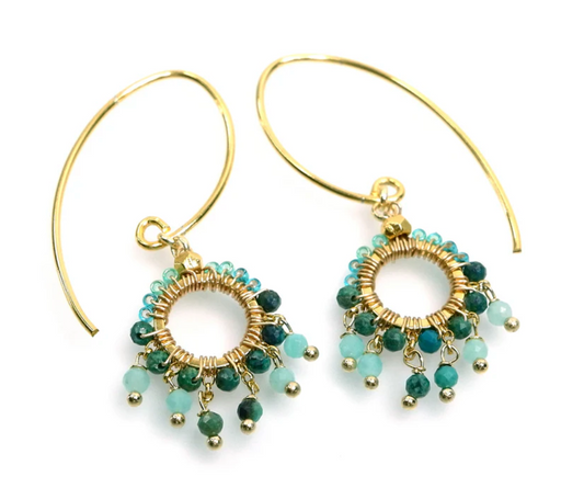 Handcrafted Gemstone & Crystal Earrings – 18K Gold-Plated 925 Silver Hooks