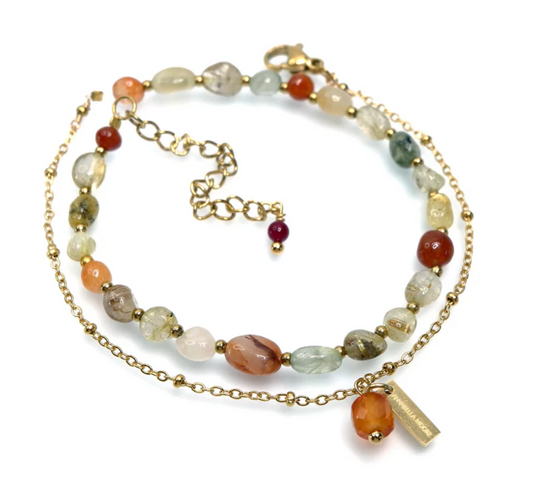 Handcrafted Gemstone Bracelet with 18K Gold Plating by AnnaBella Moore