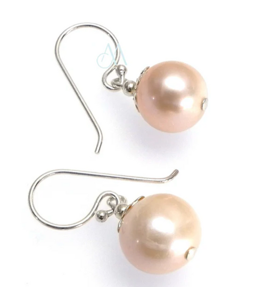 Pearl Earrings, Handmade with 925 Silver Hooks by AnnaBella Moore