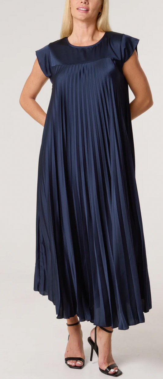 Satin Pleated Maxi Dress