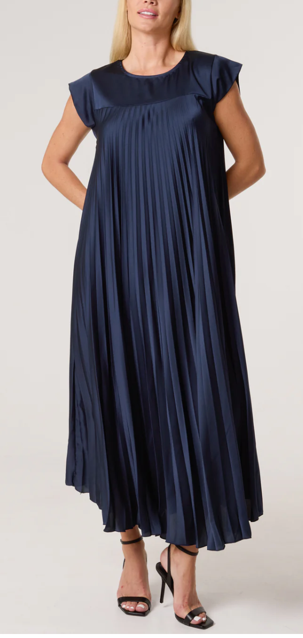 Satin Pleated Maxi Dress
