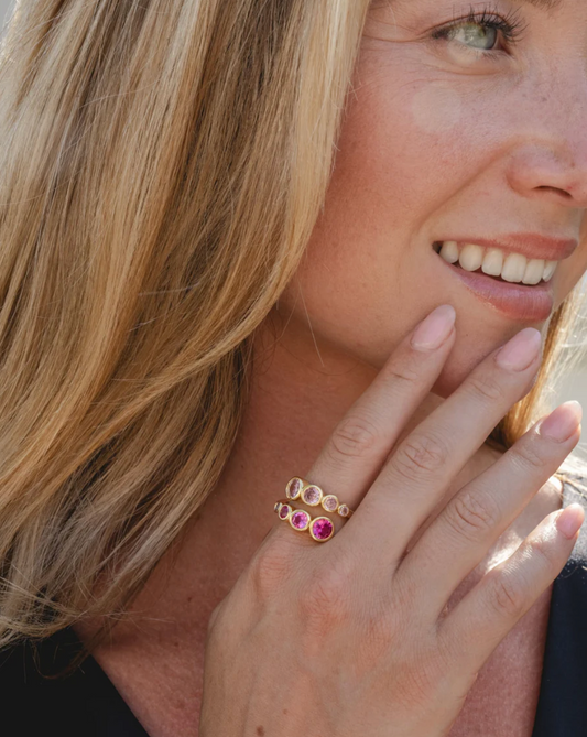 Pink Stone with Cubic Zirconia RING