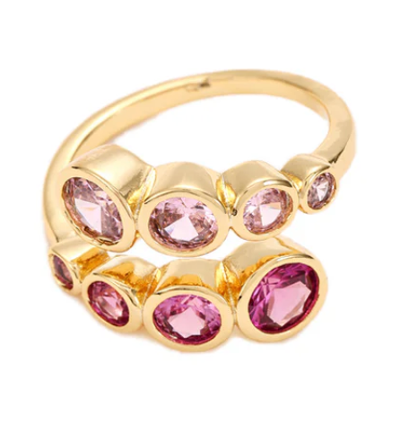 Pink Stone with Cubic Zirconia RING