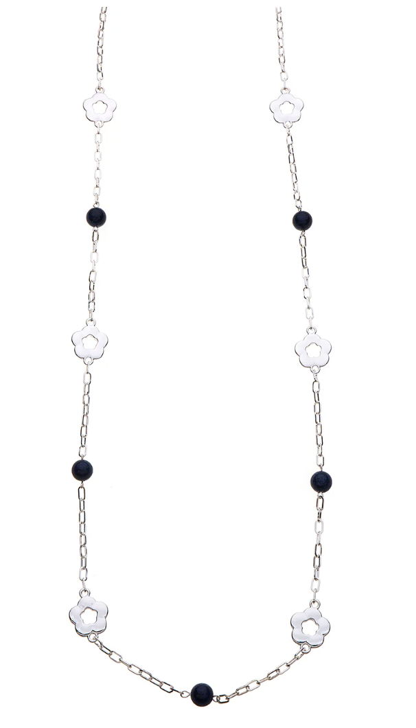 Blue Semi - Precious stone clover necklace