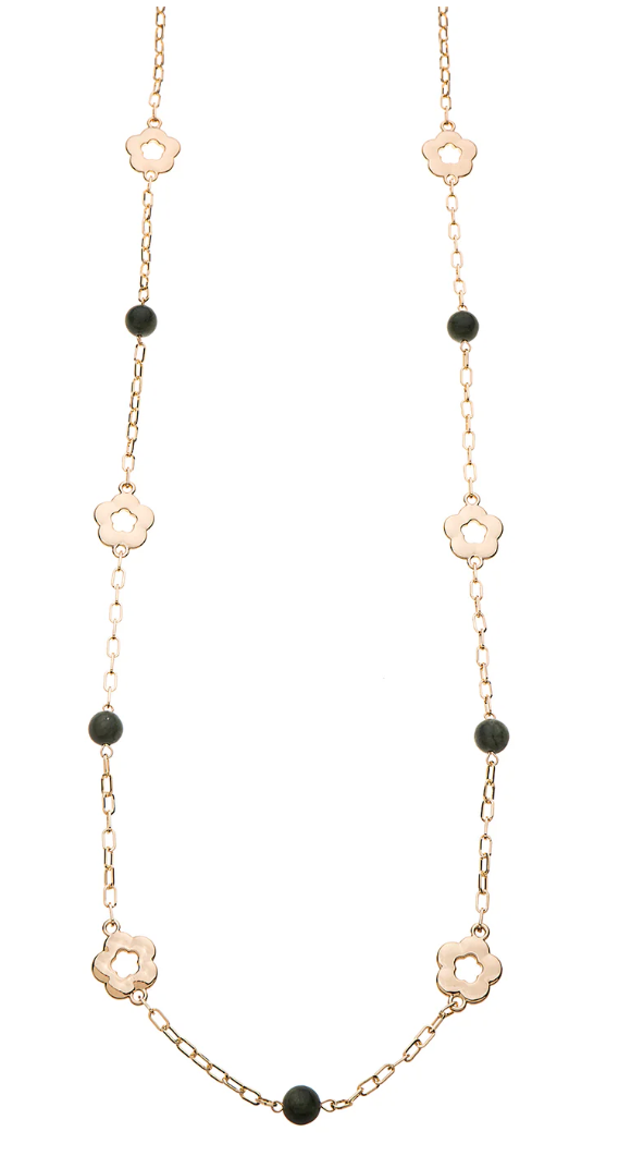 Green Semi-Precious stone clover necklace