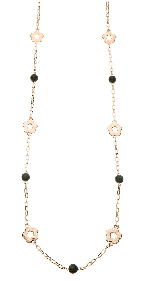 Green Semi-Precious stone clover necklace