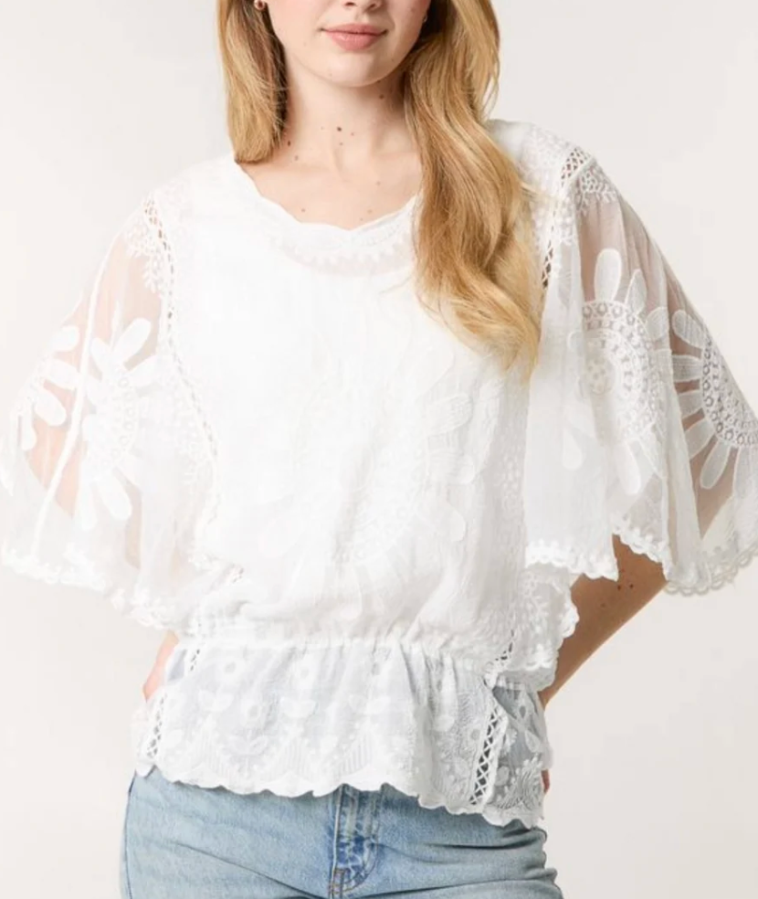 Sunflower Lace Sleeve Blouse