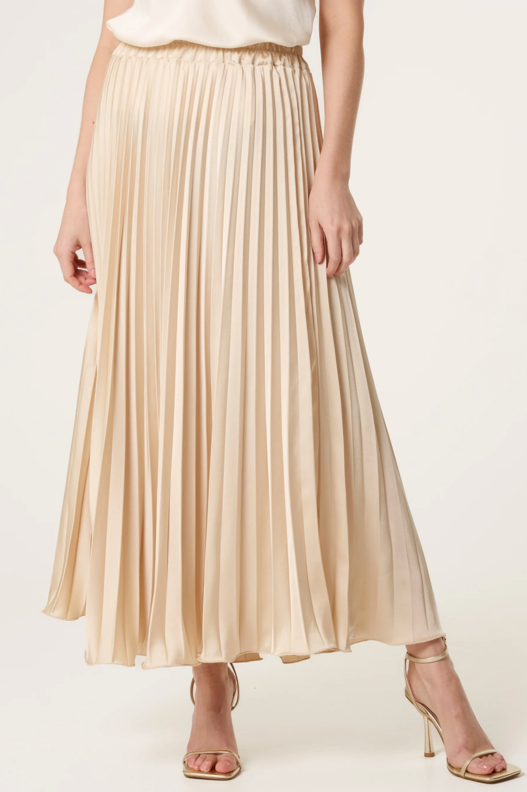 Satin Pleated Maxi Skirt