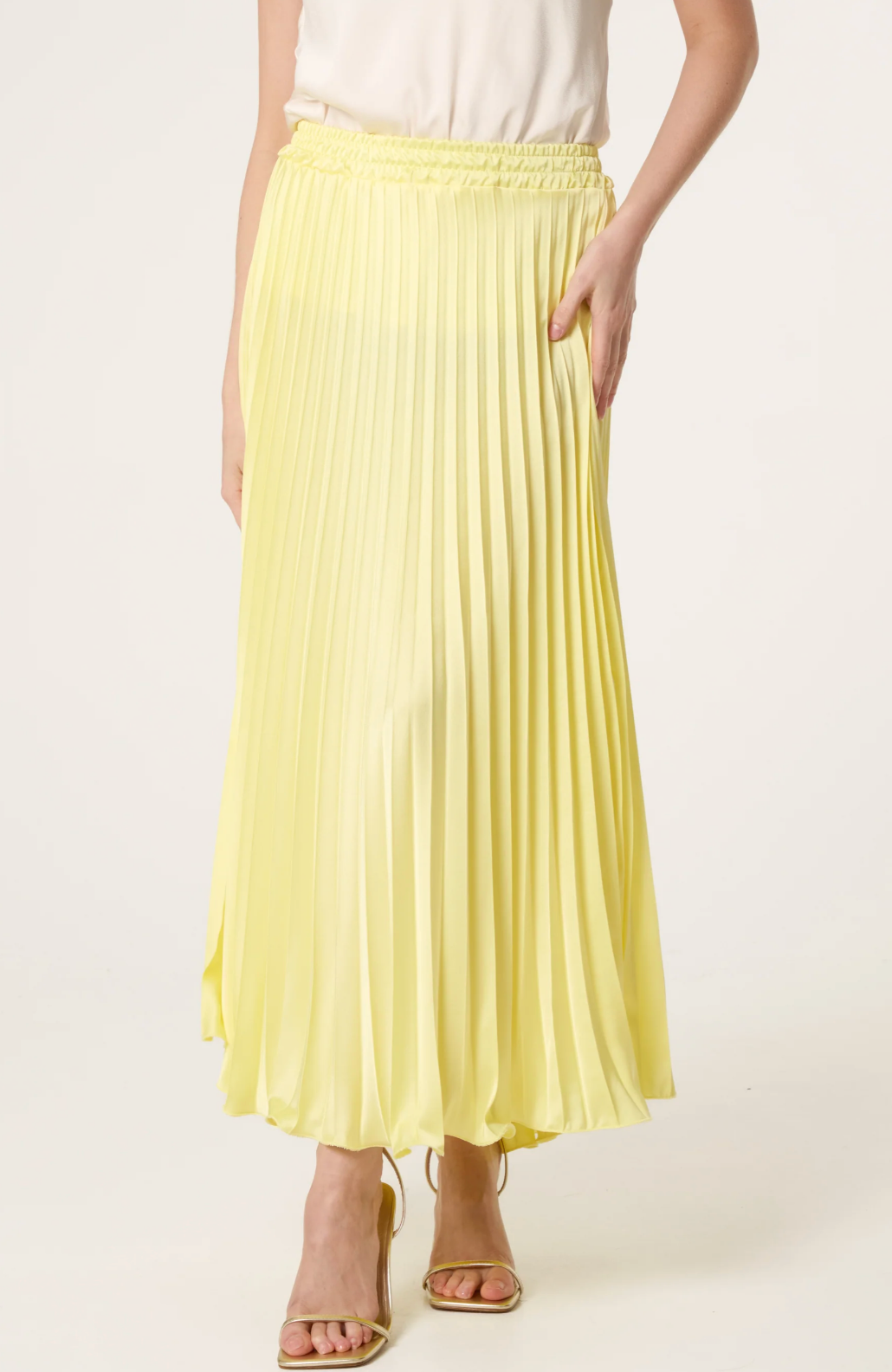 Satin Pleated Maxi Skirt