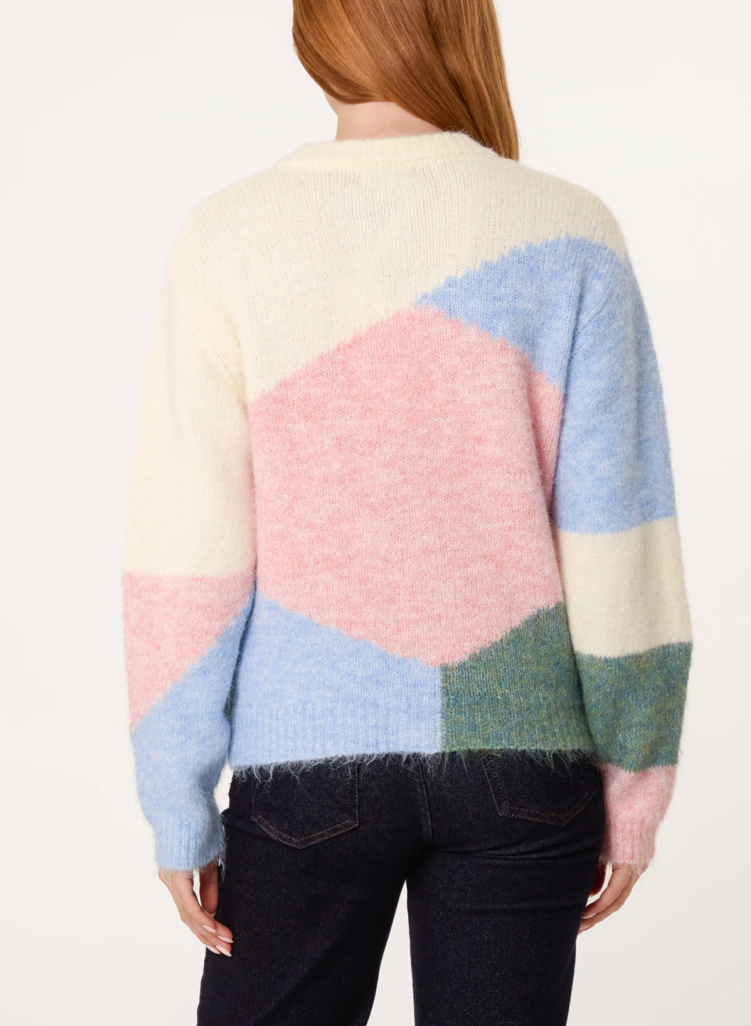 Colour Block Knit Flowers Cardigan