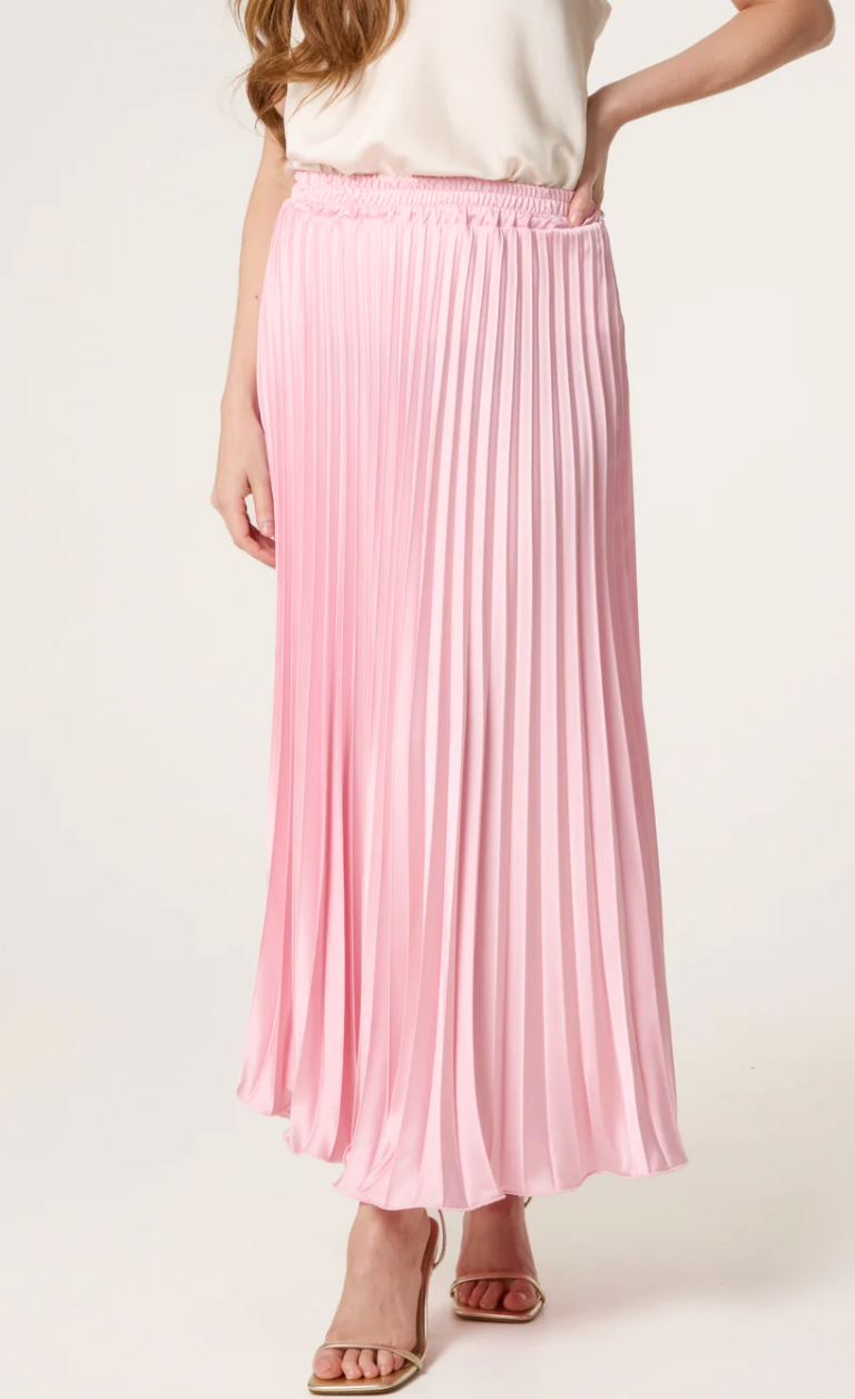 Satin Pleated Maxi Skirt
