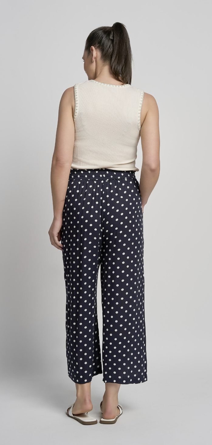 Floaty Navy/White 7/8th Trousers by Pinns