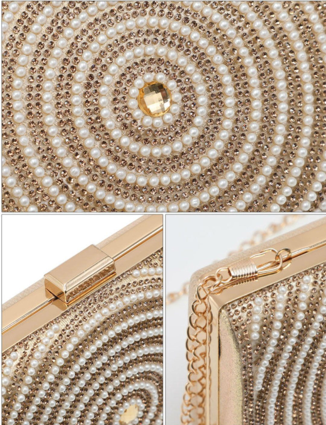 Celia Gold Diamante Clutch Bag