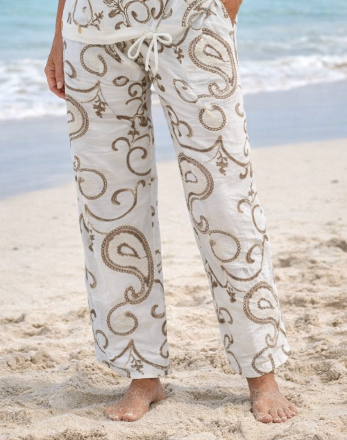 Latte Embroidered Trouser By Malissa J