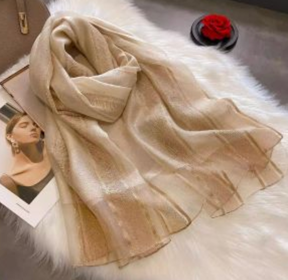 Metalic Thread Silk scarf
