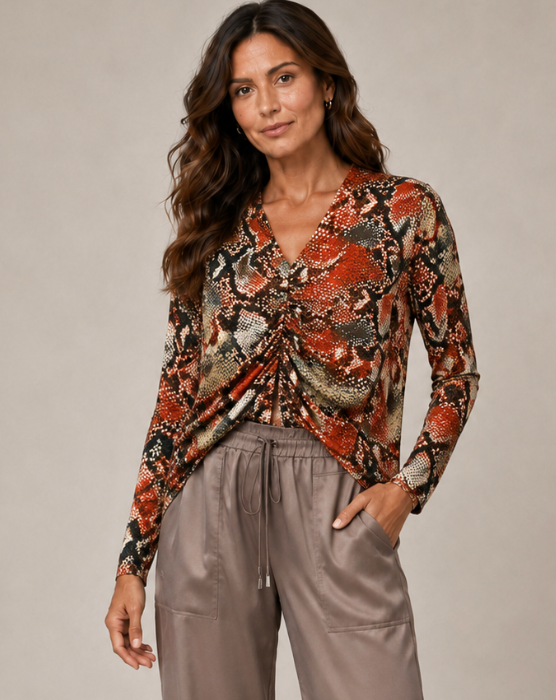 Orange Snake Print top by Malissa J