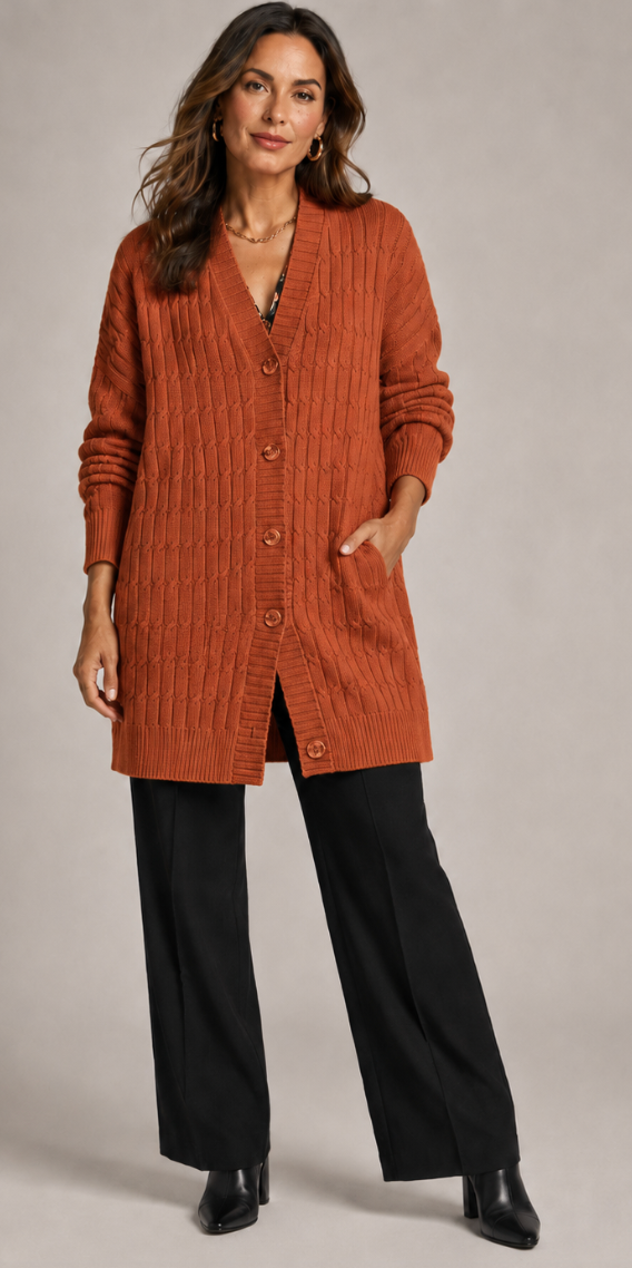 Orange Cable Knit Cardi by Malissa J