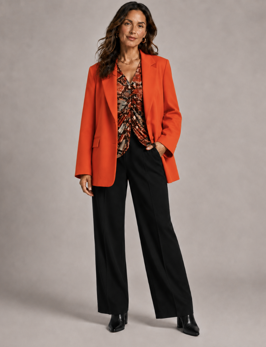 Orange Single breasted Blazer by Malissa J