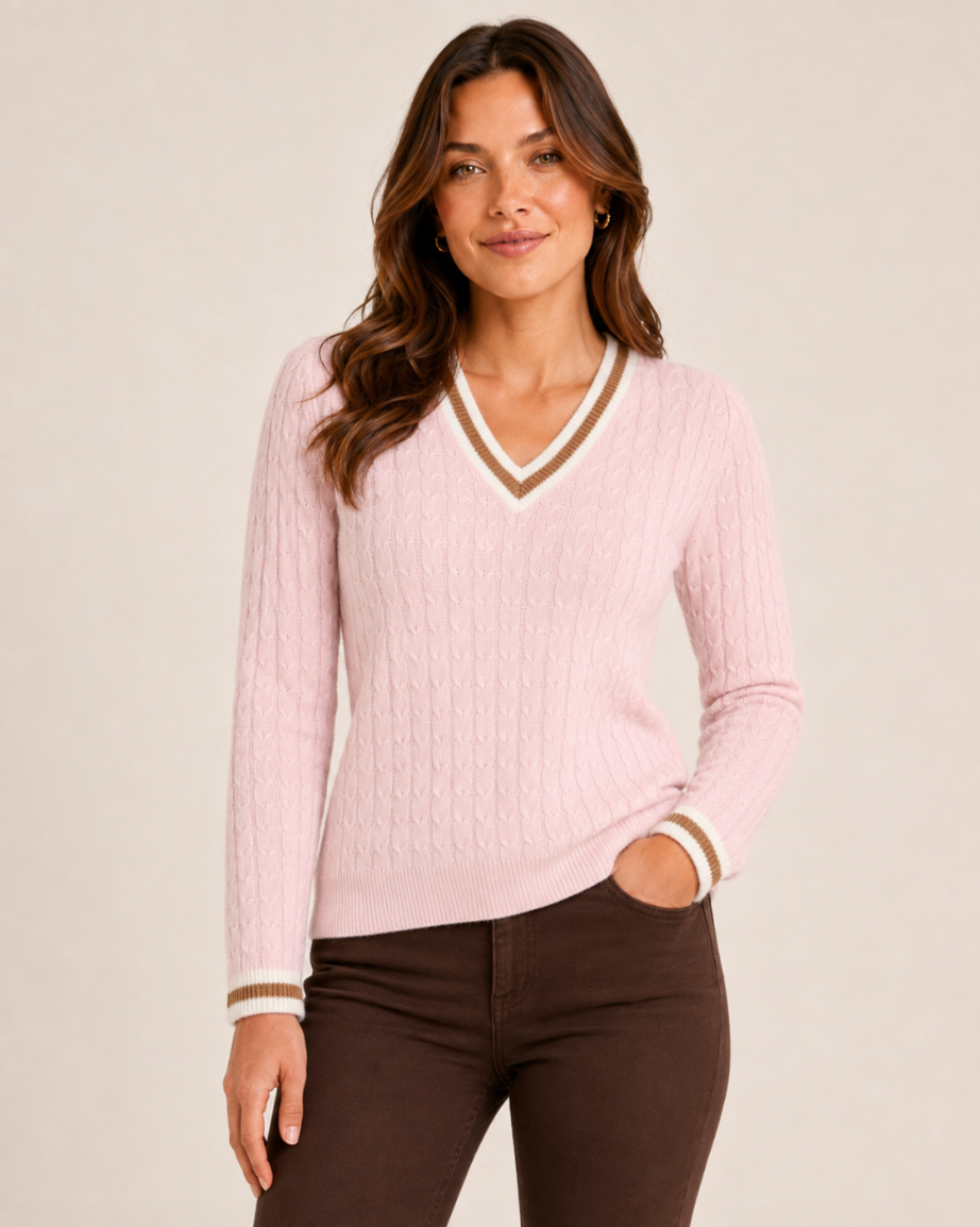 Vera V-neck cable knit top by Micha