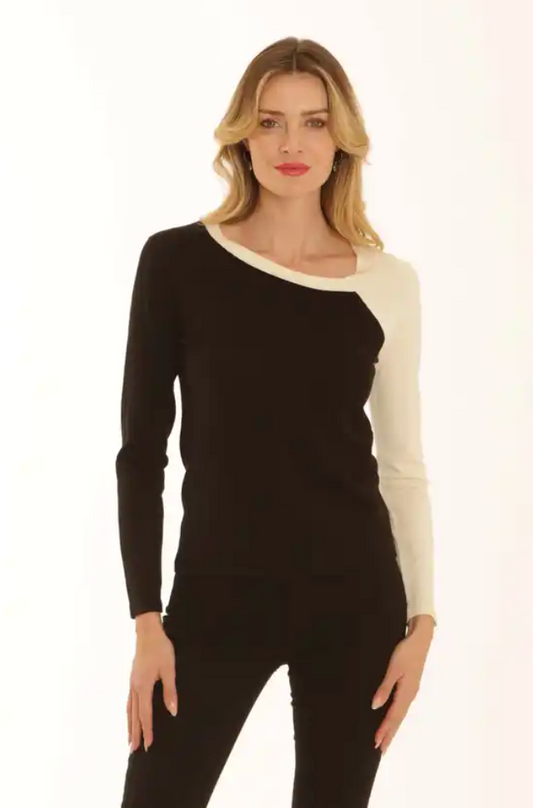 Lucinda Fine Knit Top in Cream by Pomodoro