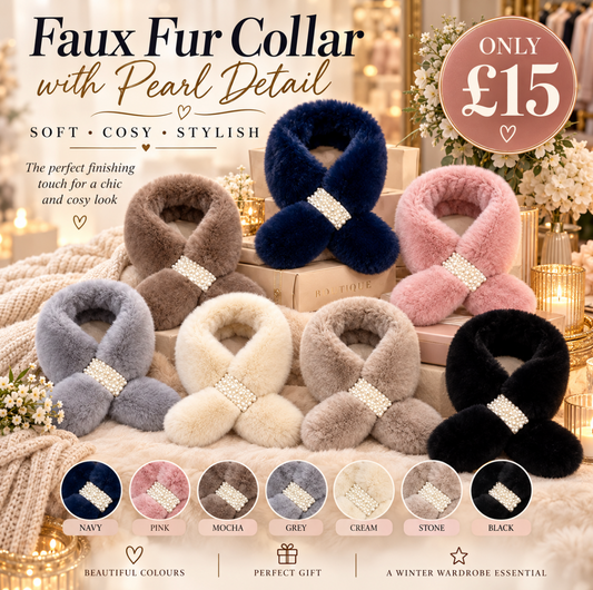 Collar Fur Scarf - Pearl