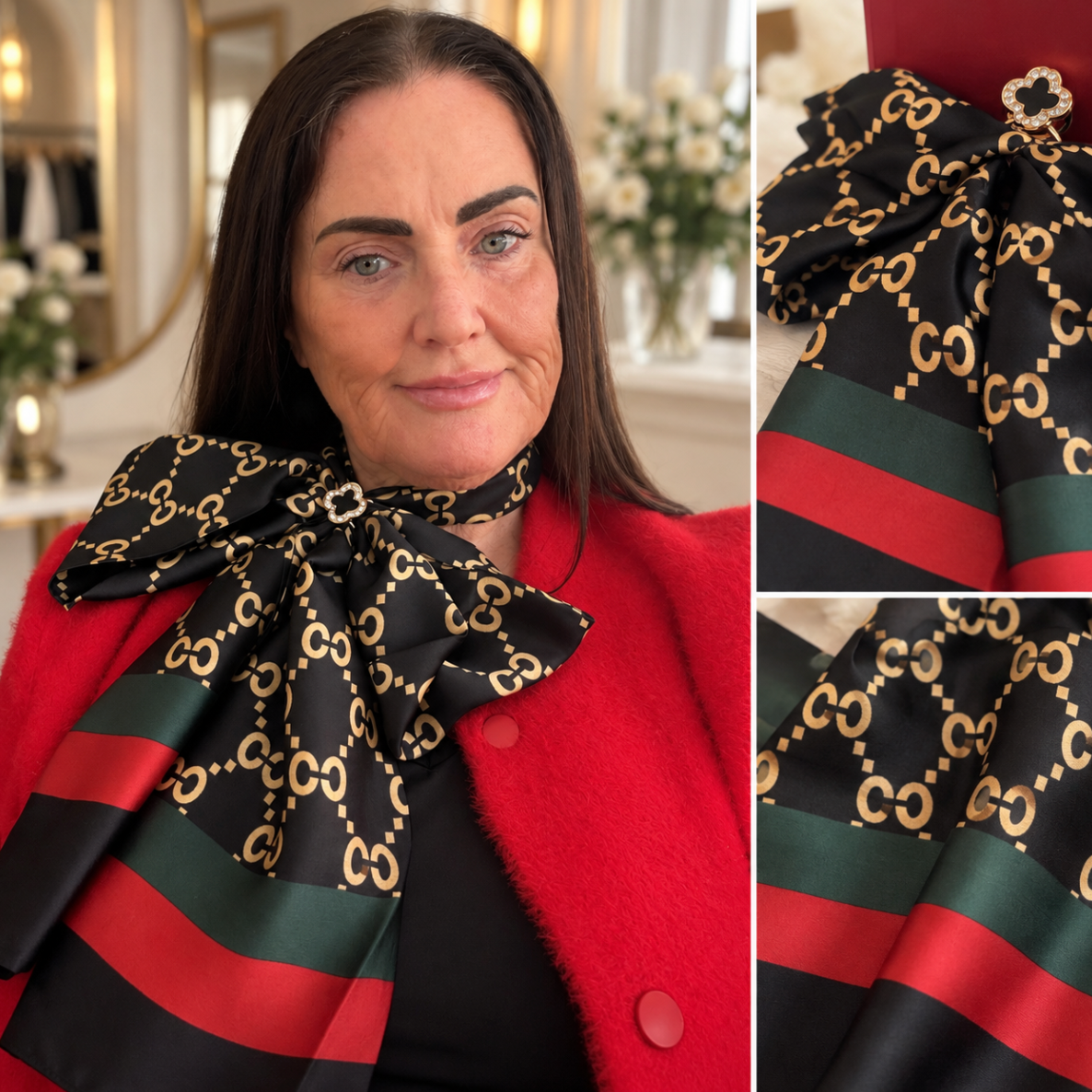 Black/Green & Red Neck Scarf