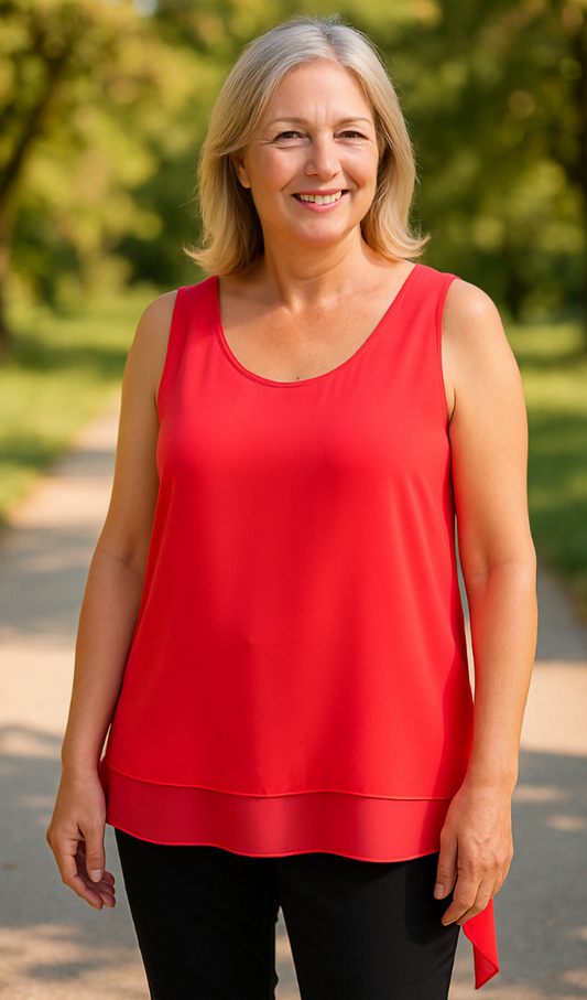 Bright Coral Chiffon Vest