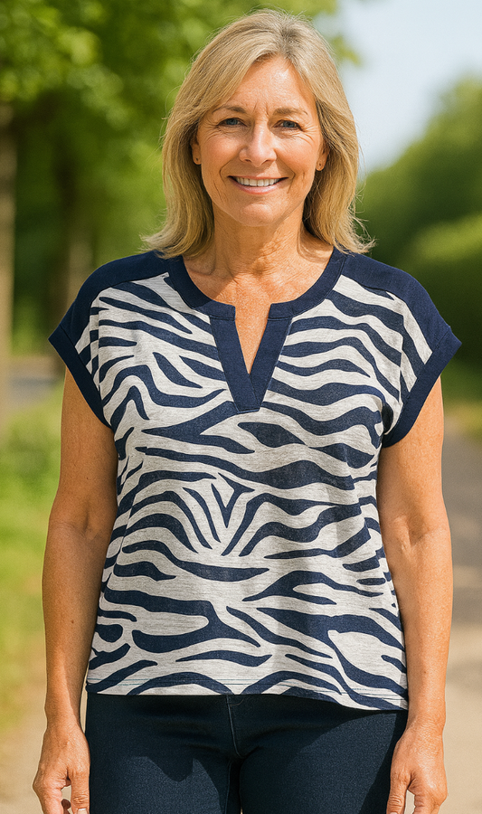 Navy Zebra Print Marble Top