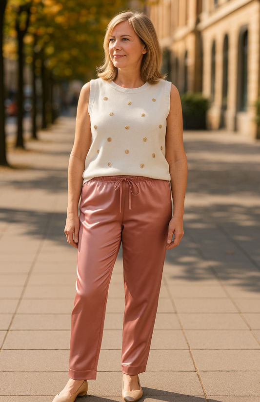 Dusky Pink Satin Trousers