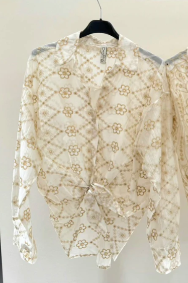 Embroidery Anglaise Tencel High Low Shirt