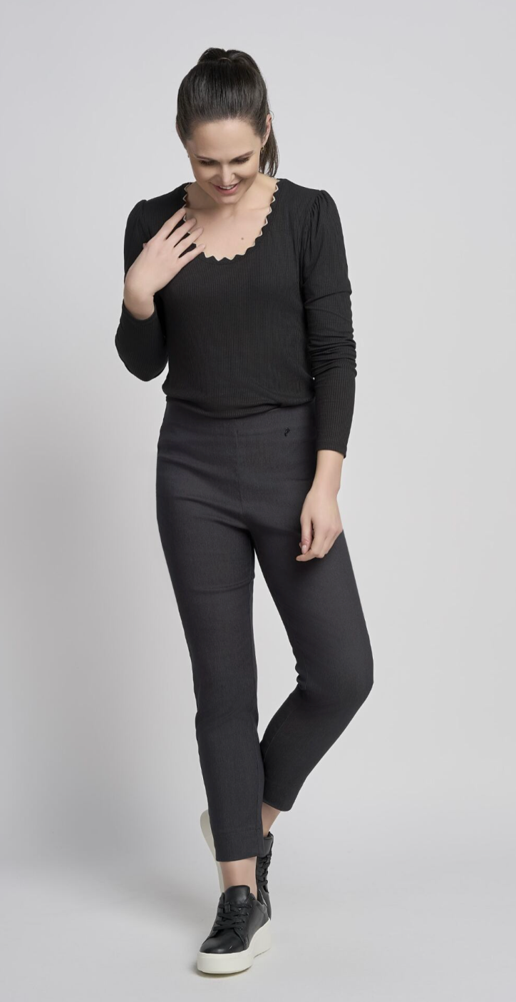 Black Denim style Bengaline Ankle Grazers by Pinns