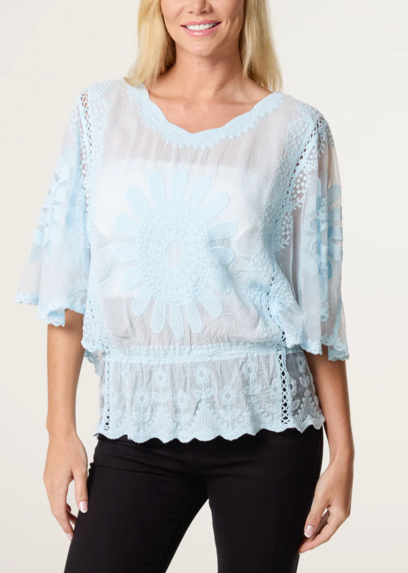 Sunflower Lace Sleeve Blouse