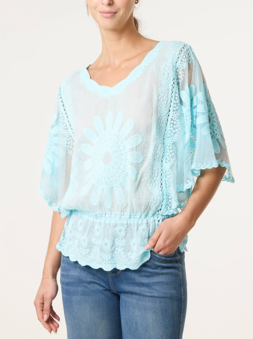 Sunflower Lace Sleeve Blouse
