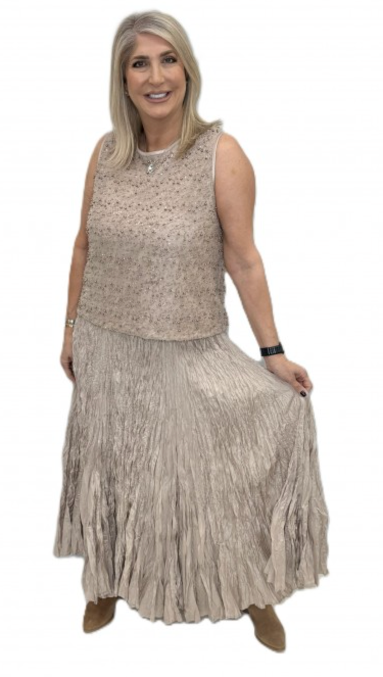 Beaded Coffee Vest top by Malissa J