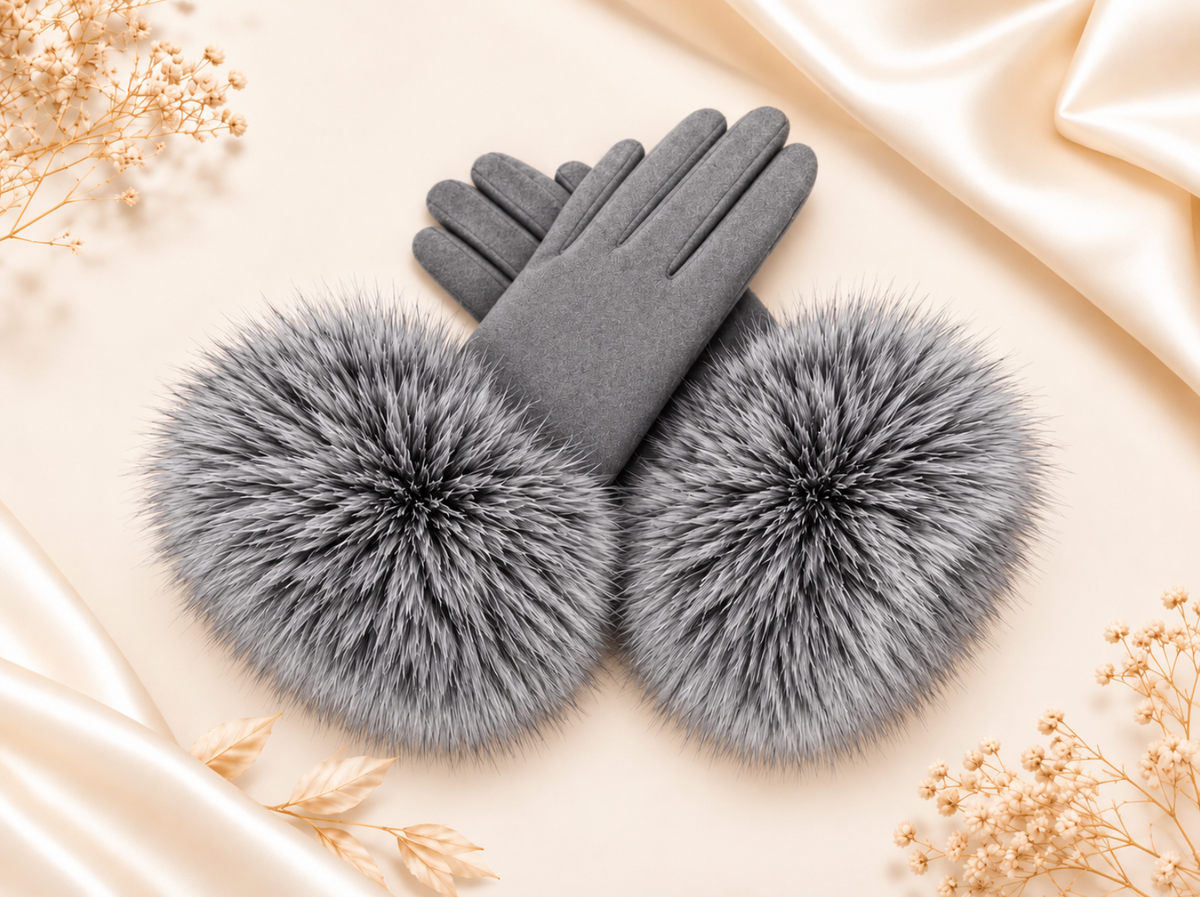 Faux Fur Sleeve Suede Gloves