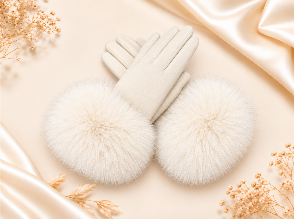 Faux Fur Sleeve Suede Gloves