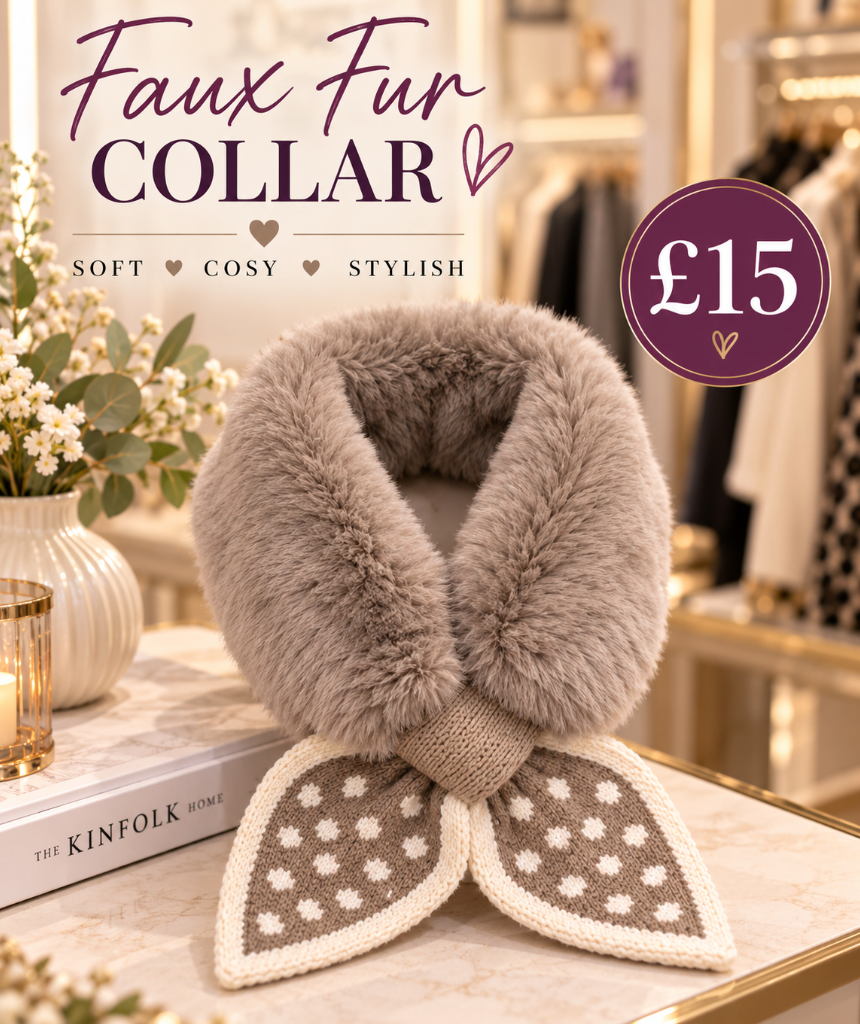 Collar Fur Scarf - Polkadot