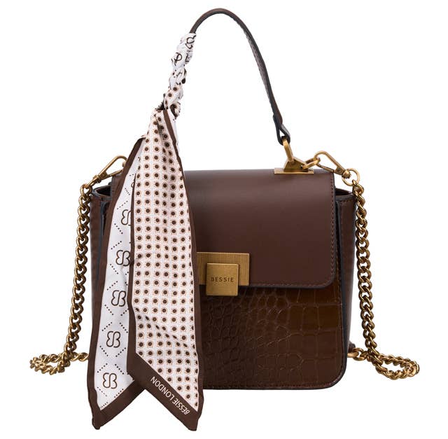 Bessie Croc Crossbody Bag: Black