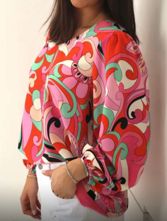 Pink Printed Top by Malissa J