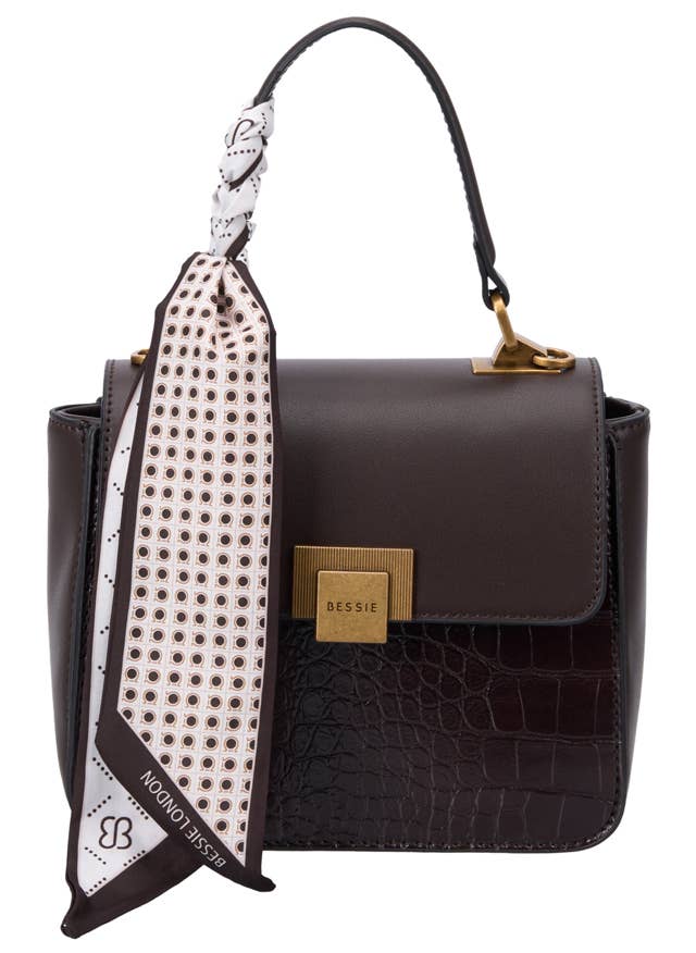 Bessie Croc Crossbody Bag - Wine