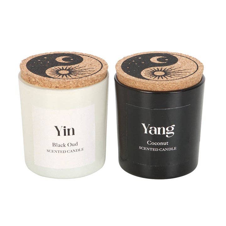 Set of 2 Yin Yang Black Oud and Coconut Candles