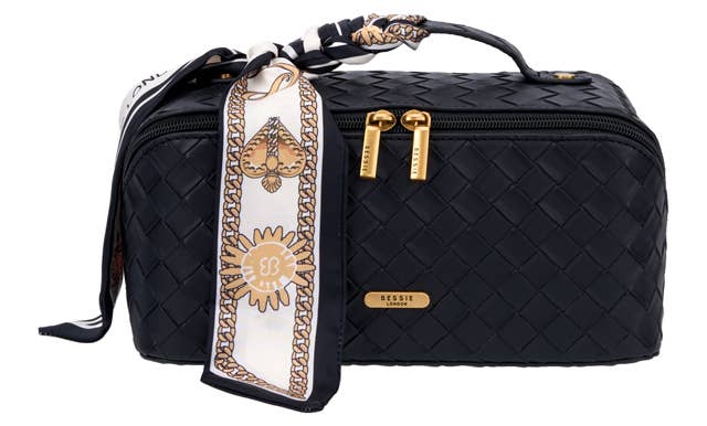 Bessie Diamond Lattice cosmetic Bag - Burgundy