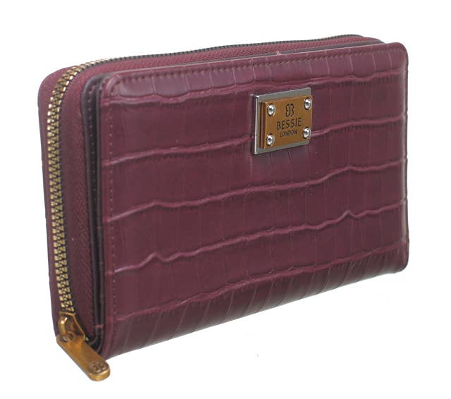 Bessie Vintage Croc Purse - Wine