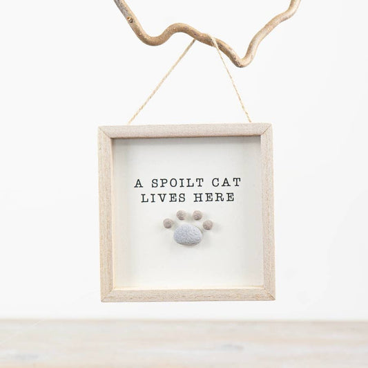 Spoilt Cat Pebble Sign, 13cm