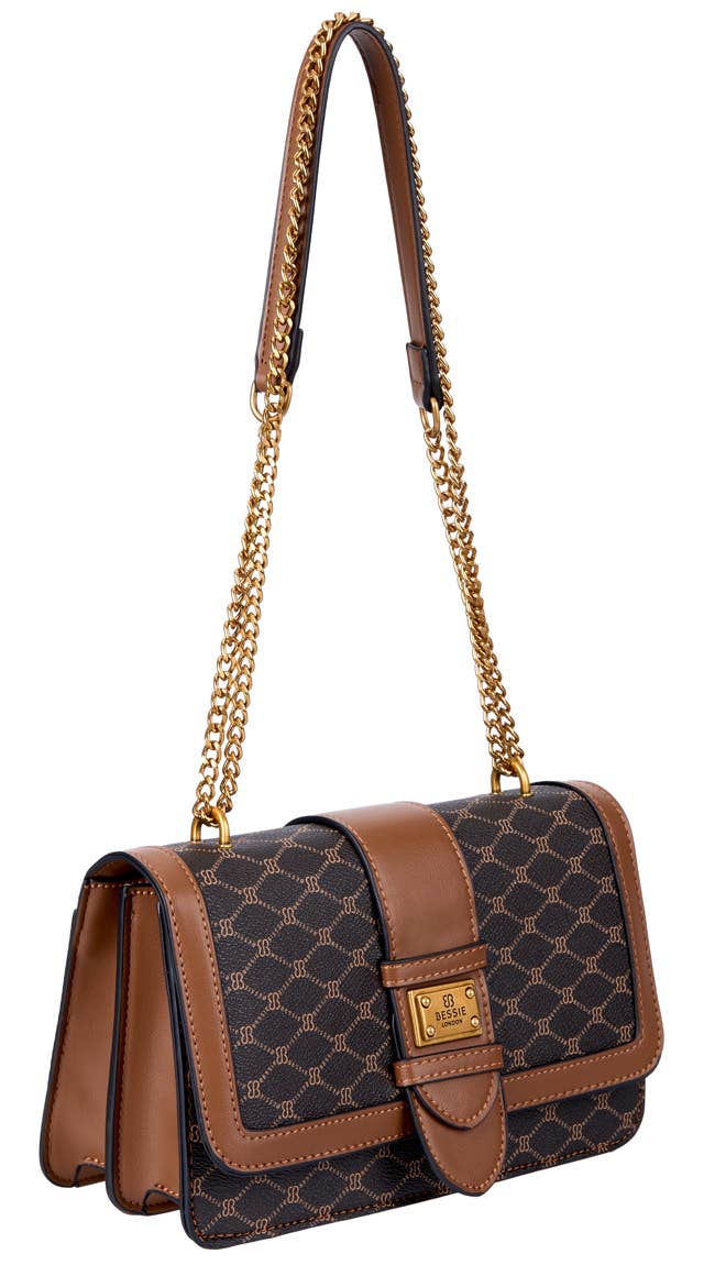 Bessie Logo Flap Over Bag - Tan