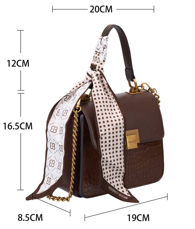 Bessie Croc Crossbody Bag - Coffee