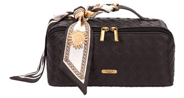 Bessie Diamond Lattice cosmetic Bag - Burgundy