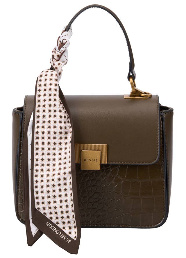 Bessie Croc Crossbody Bag - Wine